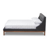 Baxton Studio Louvain Grey Upholstered Walnut-Finished Queen Sized Platform Bed 146-8157